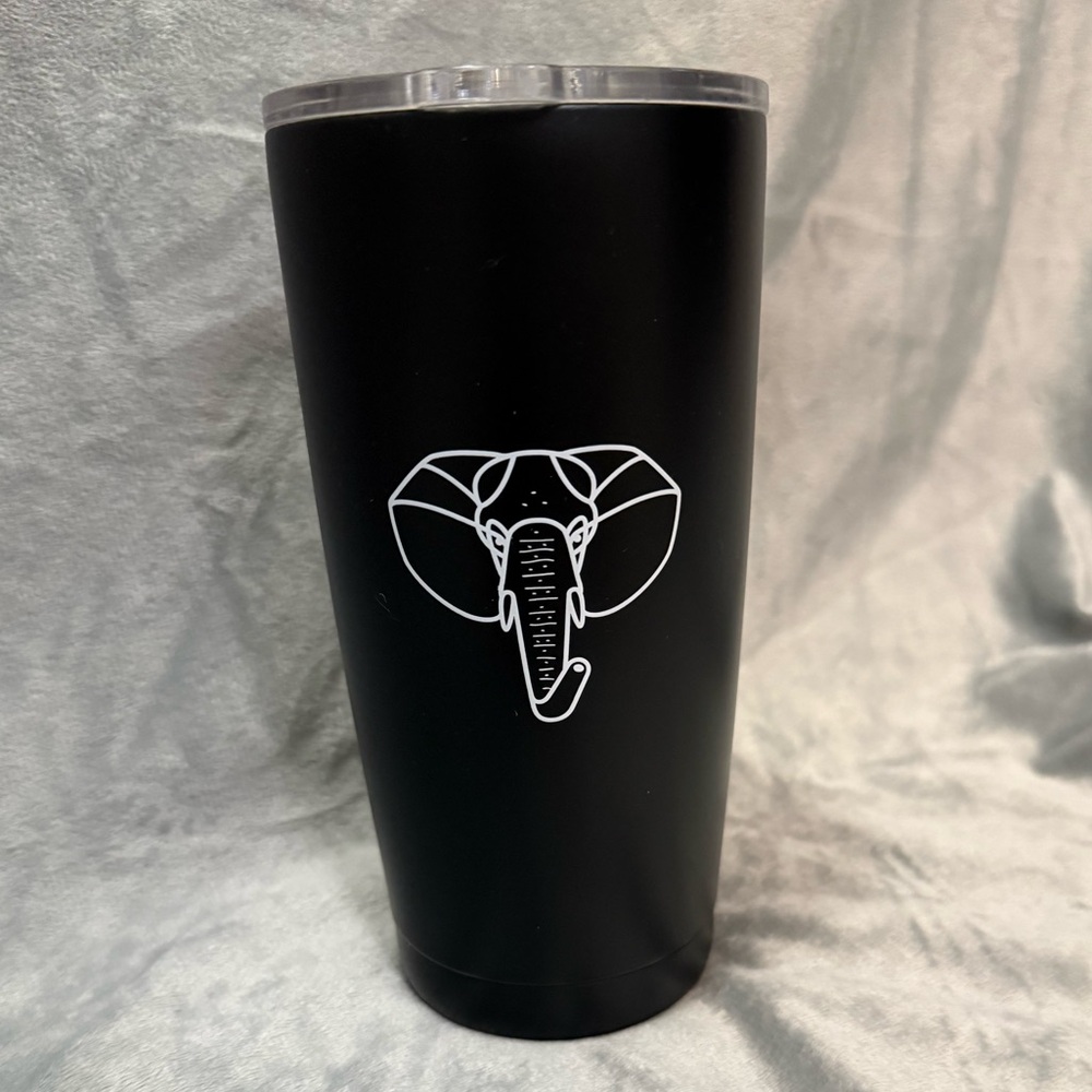 Sseko Black Tumbler with Elephant Motif